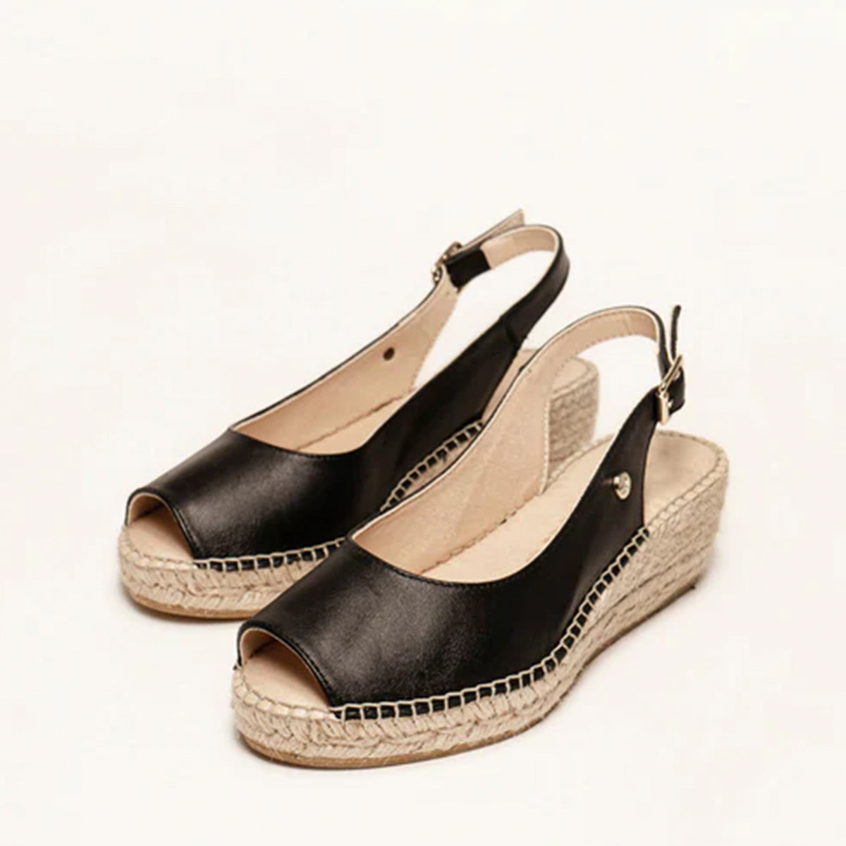 Alhamas Clavel Cuna Baja Napa Peeptoe Sling Back Platform