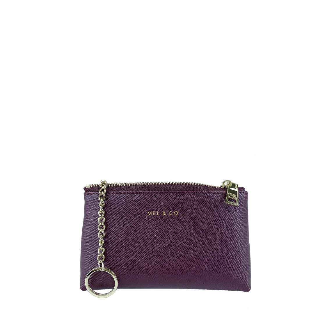 Mel&Co Saffiano-Effect Coin Pouch with Keyring