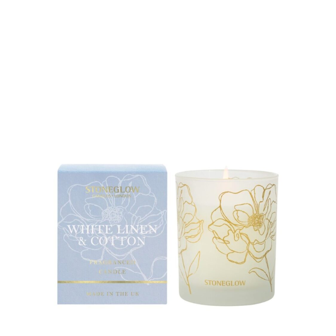 Stoneglow White Linen & Cotton Candle 180g