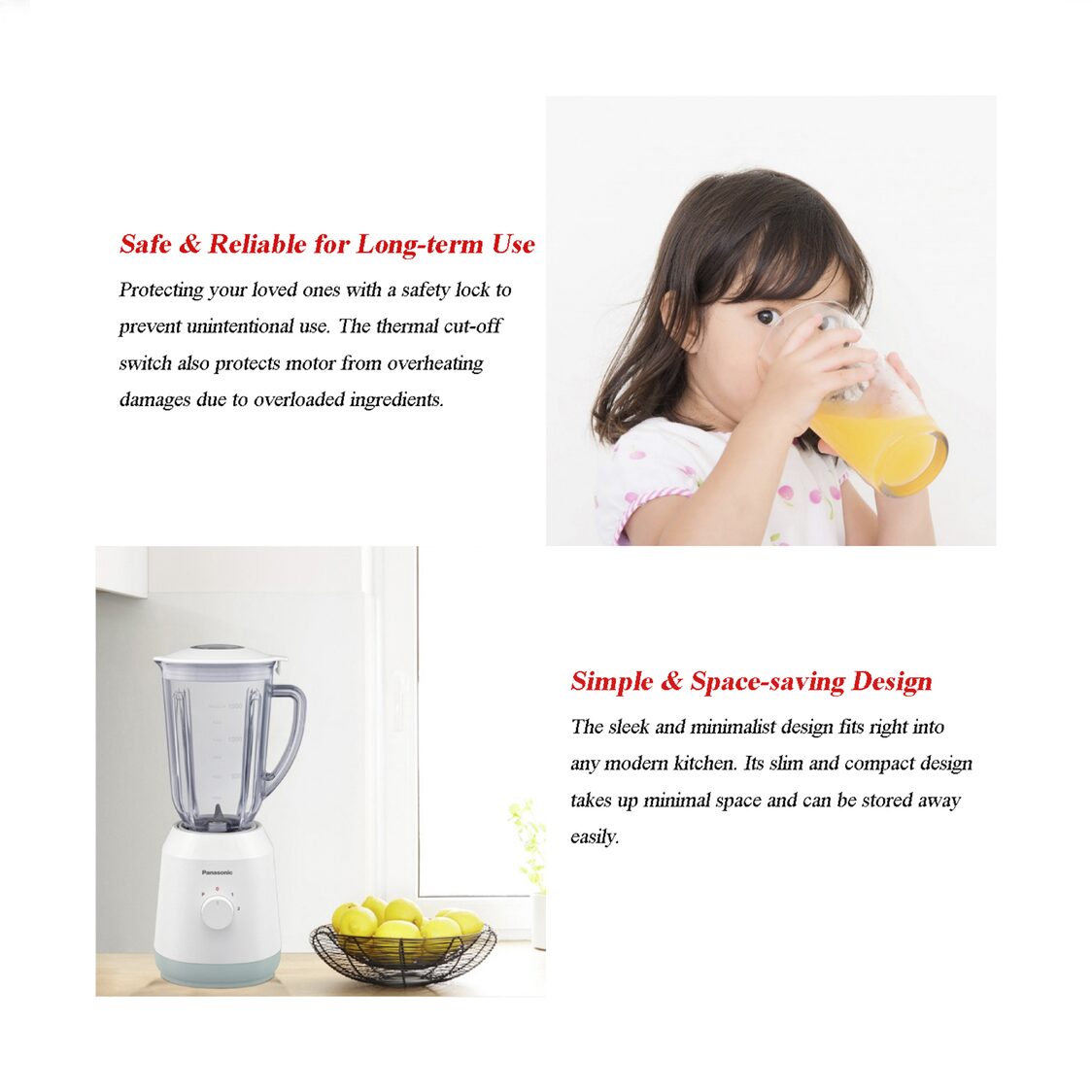 PANASONIC Glass Jar Blender with Dry Mill 1.5L 450W (MX-EX1561WSP)