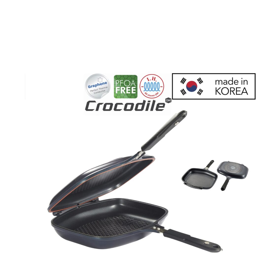 Happycall Crocodile IH Graphene Synchro Double Pan - Jumbo Grill (3002-0127)
