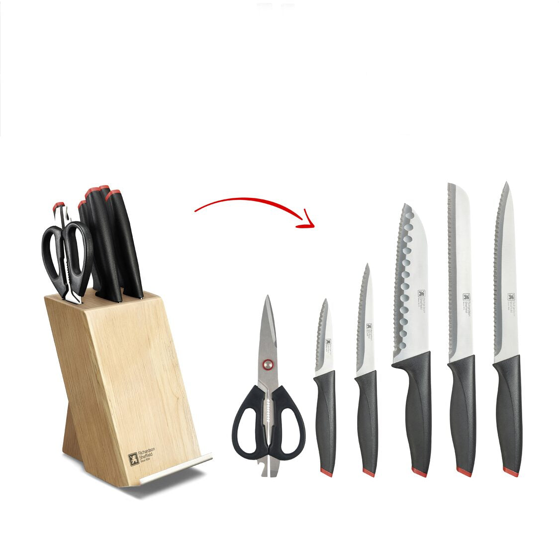 RICHARDSON SHEFFIELD 6-Piece Knife Block Set - Laser (LA-6PC)