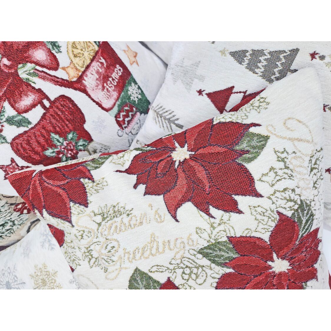 J.Rapee Poinsettia Cushion Cover Natural