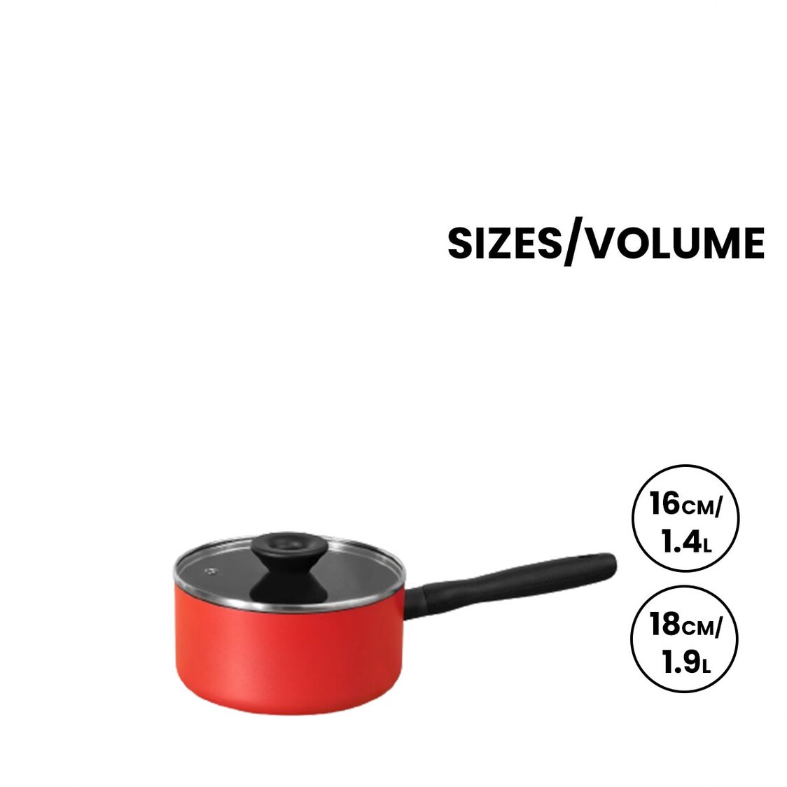 Meyer Bauhaus Nonstick Roma Red Covered Saucepan (Induction)