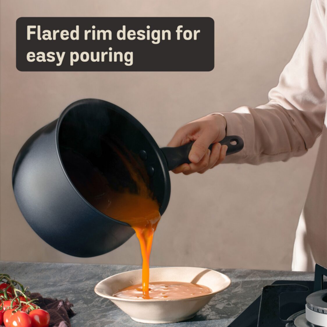 Meyer Midnight Nonstick Hard Anodized Covered Saucepan (Induction)