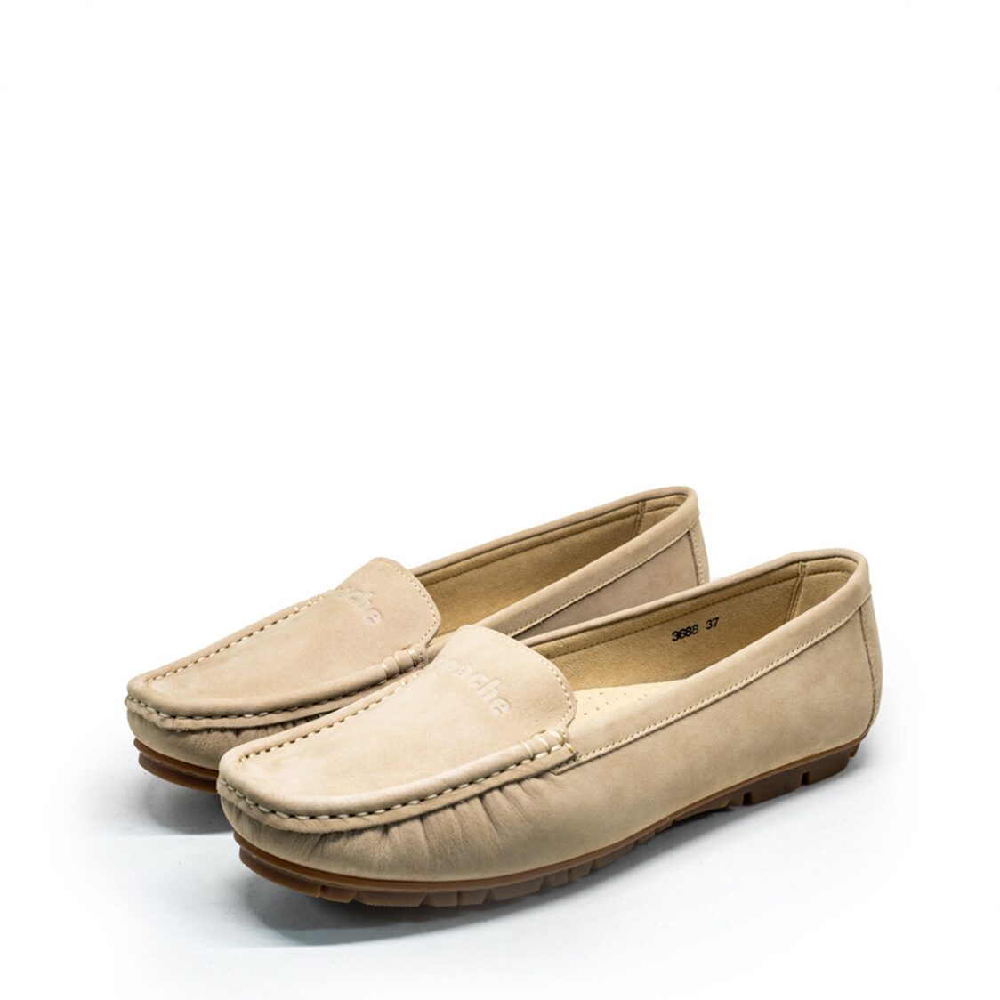 Apache 3688 Ladies Leather Moccasins/Slip Ons (Brown)