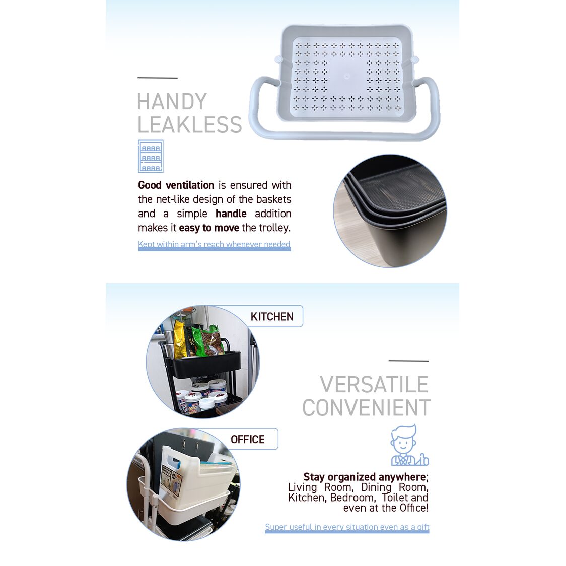 Rene Cielo Kitchen Service Trolley Matte Black (E70481)