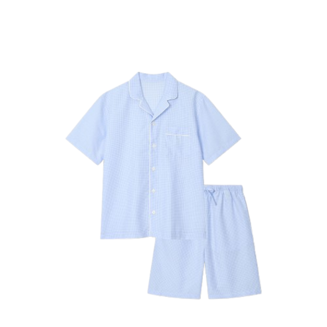 Jaju Men Cotton Check Pajama Set Light Blue