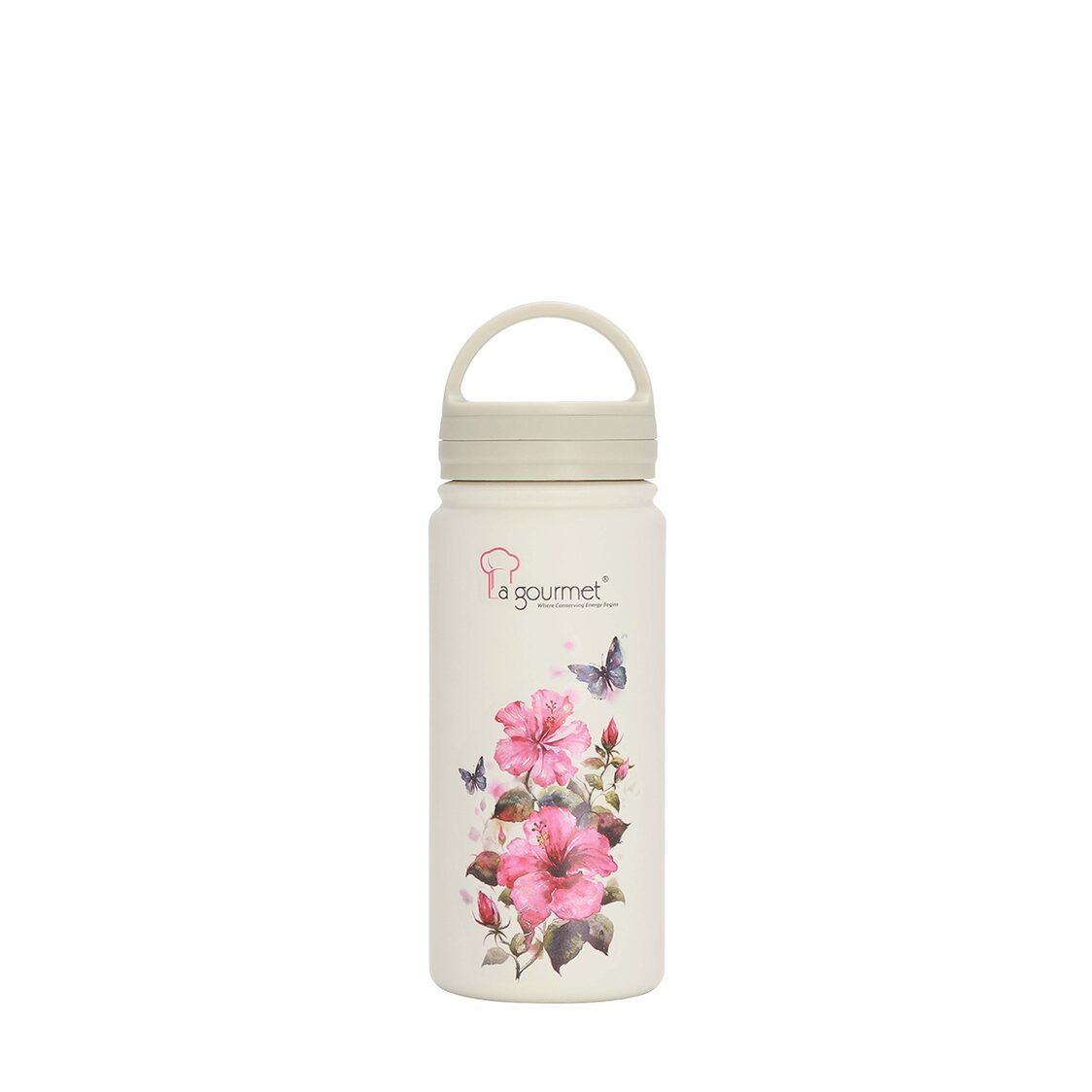 La Gourmet Botanic 500ml Flask Pattern: Hibiscus - White (LGBTC419262)