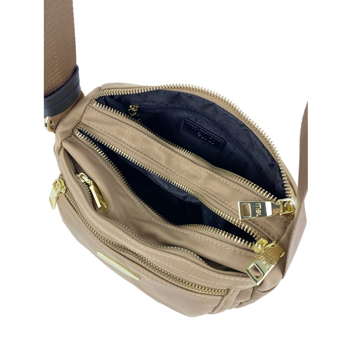 Mel&Co Nylon Double-Zip Sling Bag