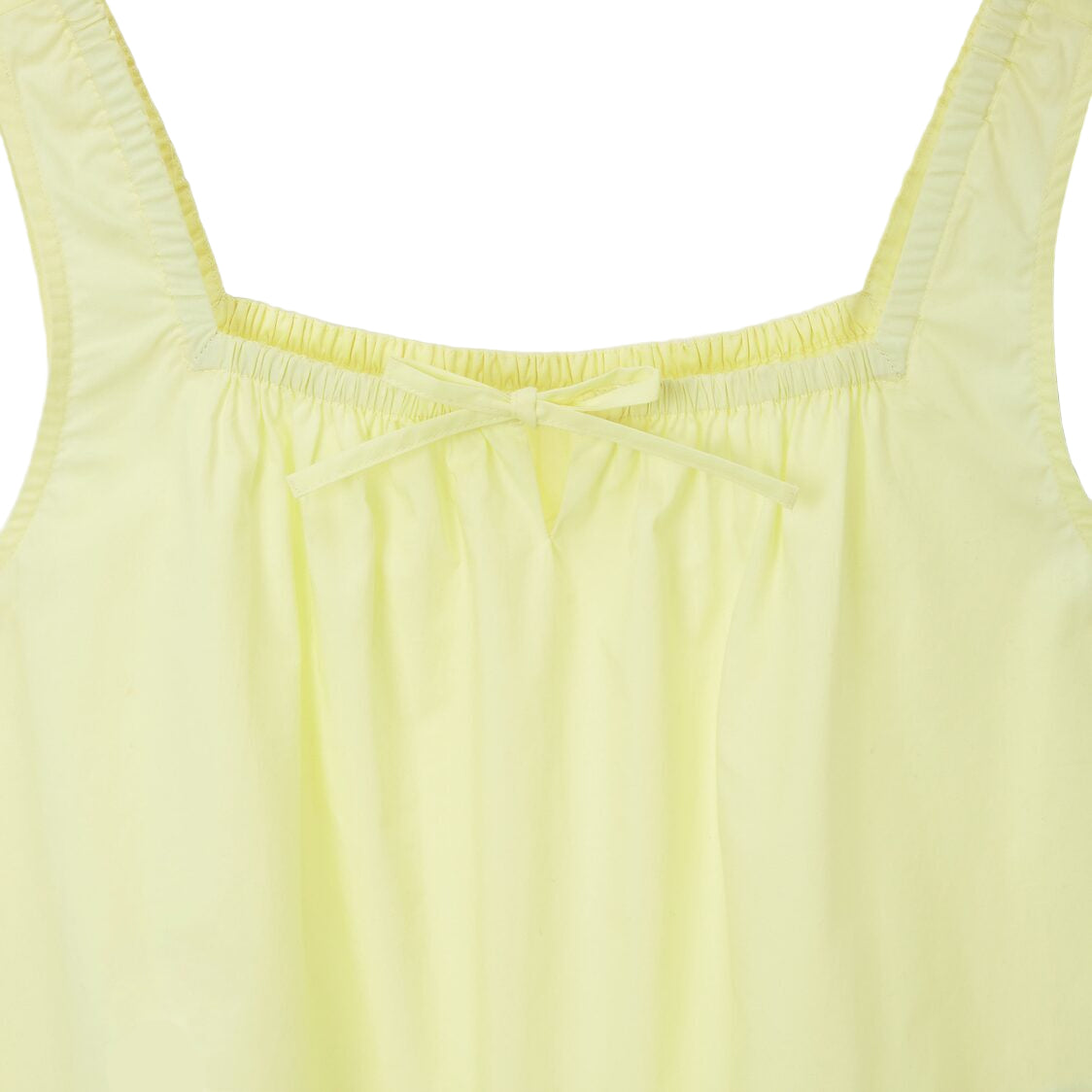 Jaju Women 60s Cotton Shirring Sleeveless Pajama Shirt Yellow