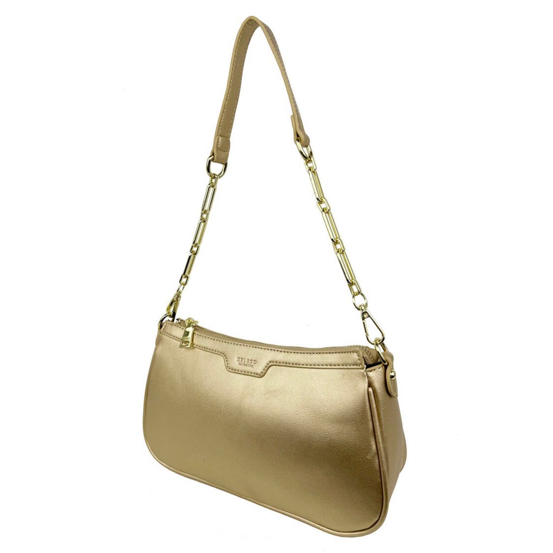 Mel&Co Faux Nappa Leather Semi-Chain Shoulder Bag