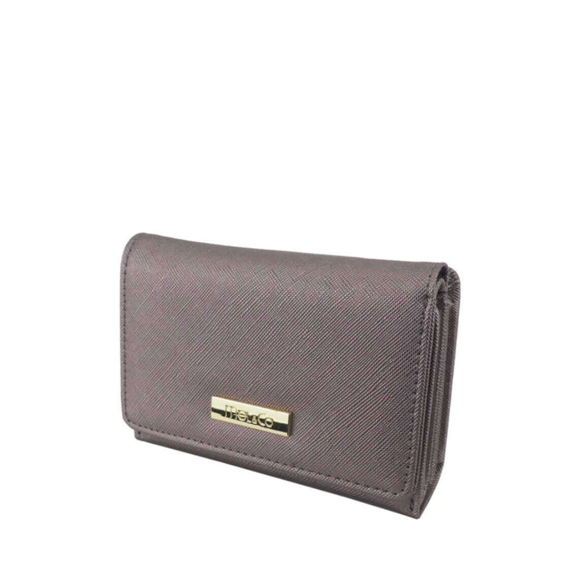 Mel&Co Saffiano Leatherette Tri-fold Zip Coin Card Wallet