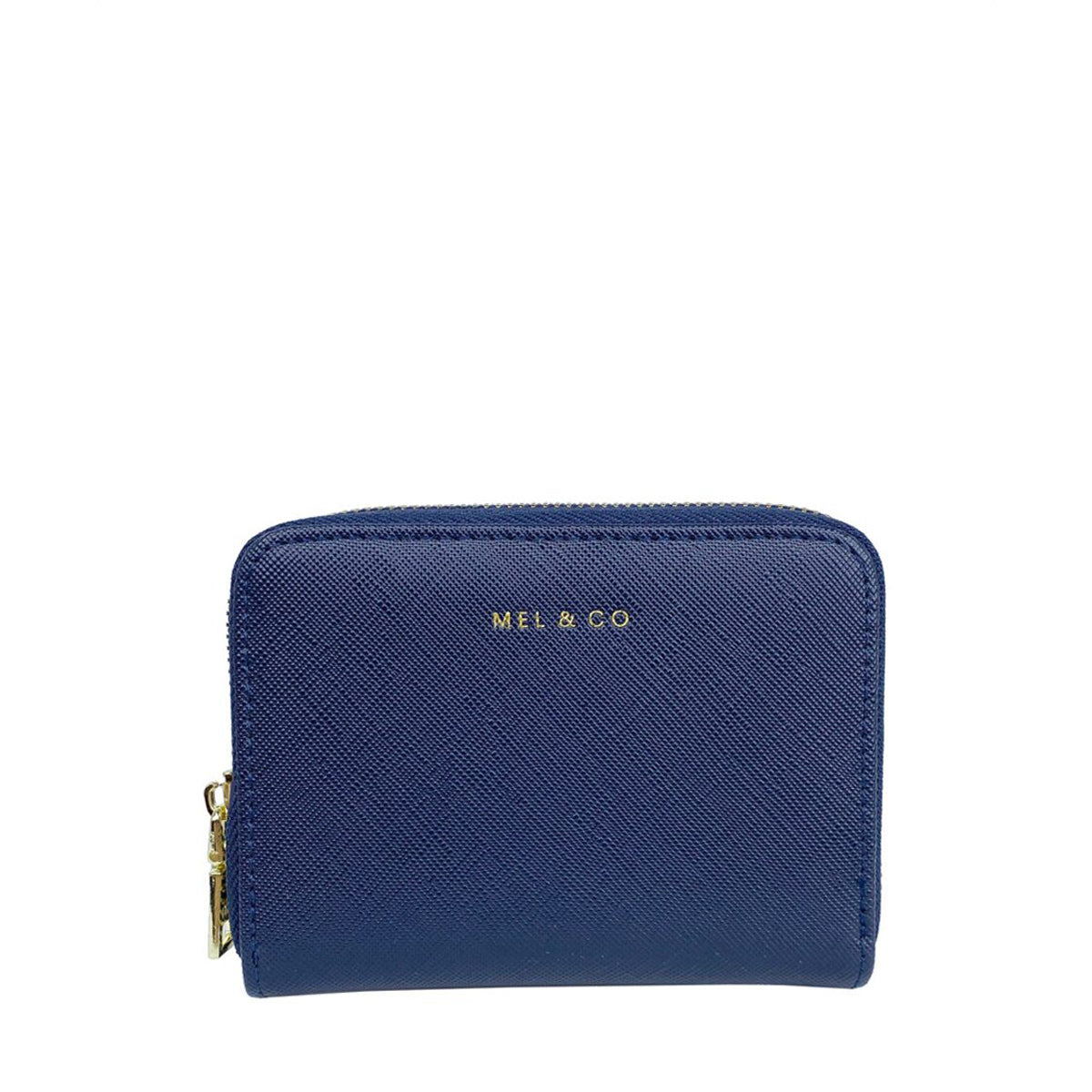 Mel&Co Saffiano-Effect Zip-Around Card Holder