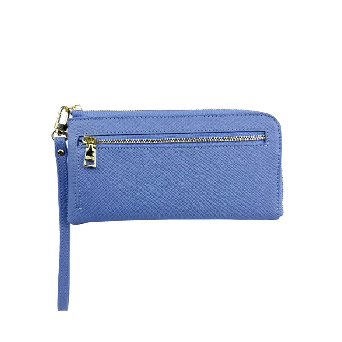 Mel&Co Saffiano-Effect L-Zip Wristlet Pouch Blue