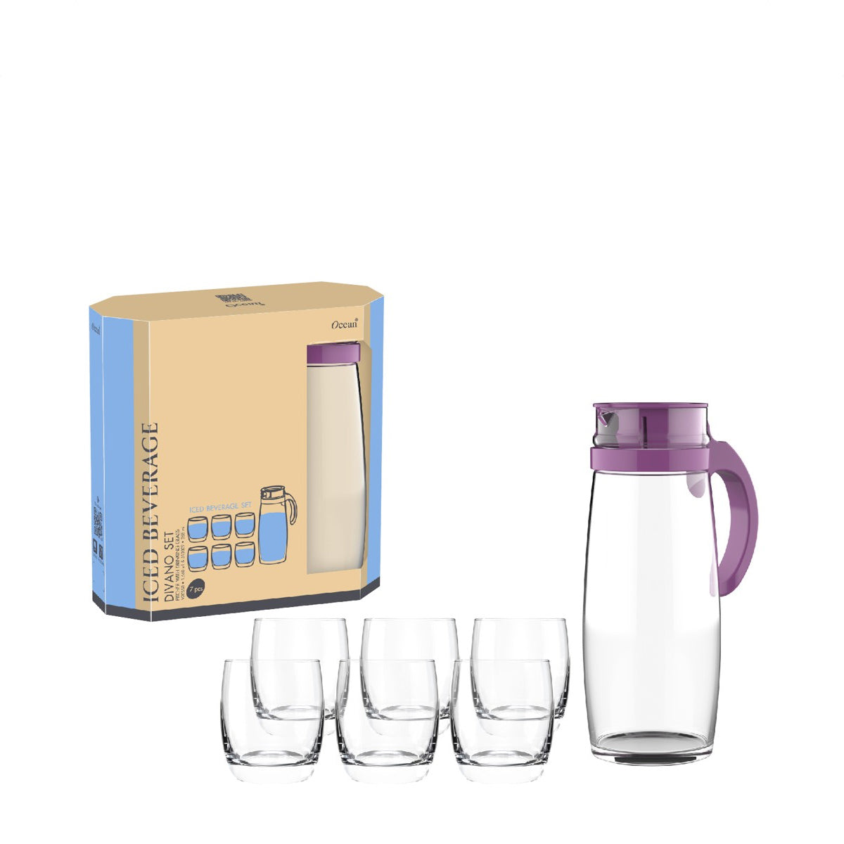 Ocean Divano 7pc Set Pitcher Set-Asst Colour