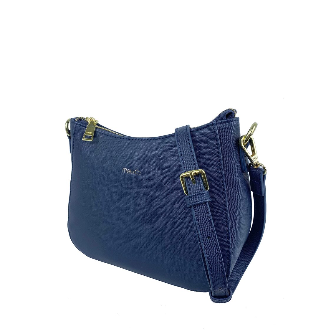 Mel&Co Saffiano-Effect Curve Top Sling Bag