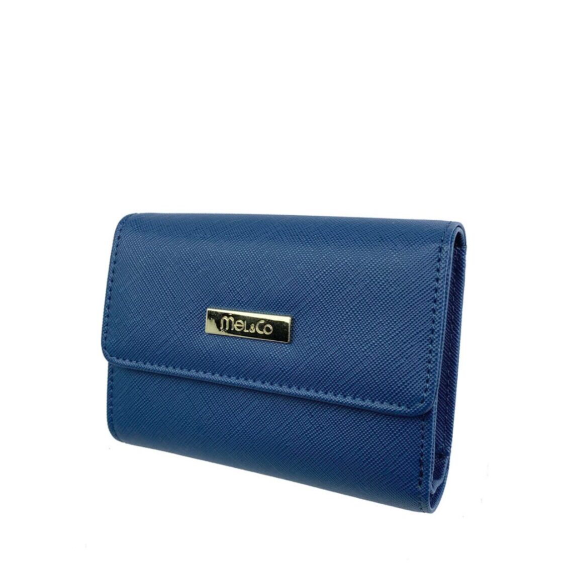 Mel&Co Saffiano Leatherette Half Flap Mid-Size Wallet