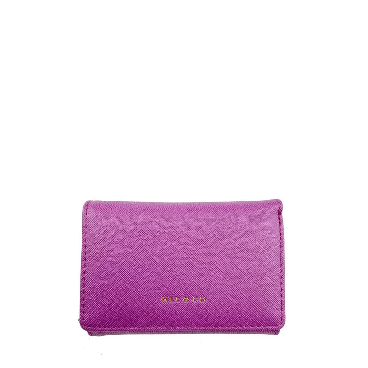 Mel&Co Saffiano-Effect Compact Tri-Fold Wallet
