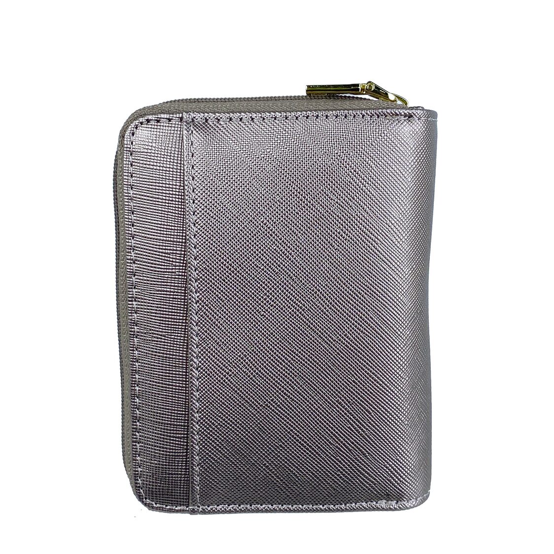 Mel&Co Saffiano Leatherette Bifold Side Zipped Compartment Wallet