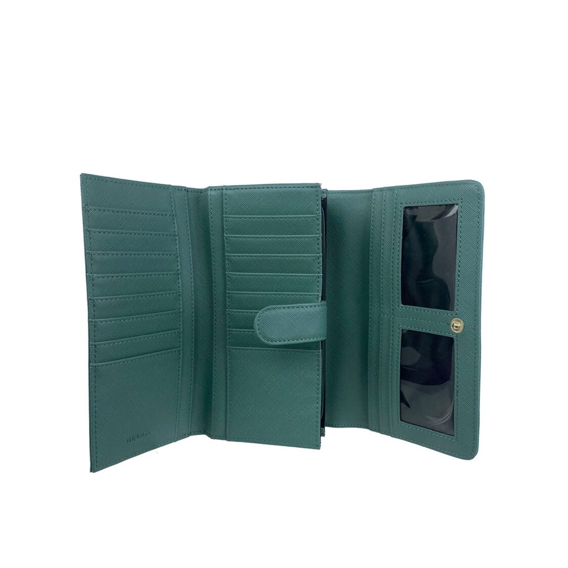 Mel&Co Saffiano Leatherette Tri-Fold Flap Large Wallet