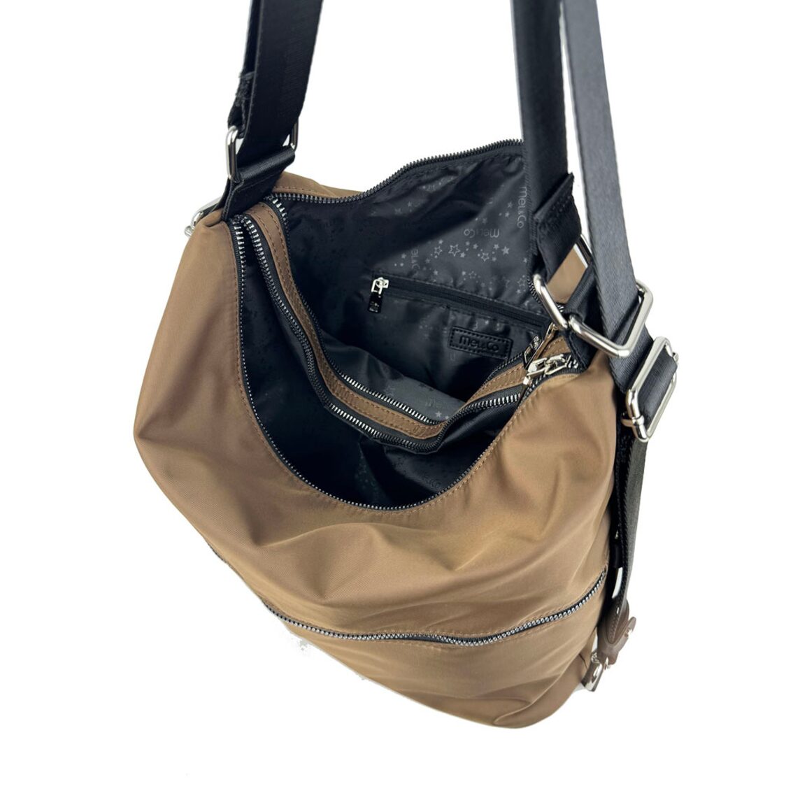 Mel&Co Nylon Two-Way Convertible Shoulder Backpack