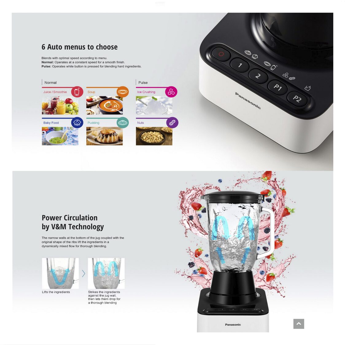 Panasonic Glass Jar Blender with Dry Mill 2.0L 600W (MX-V310)