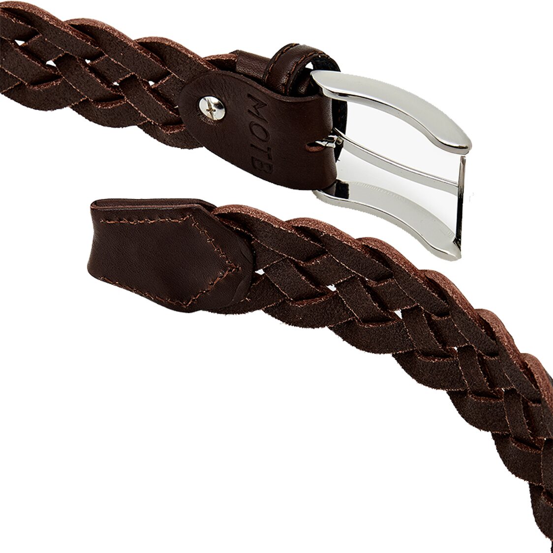 Man On The Boon Made In Italy Weaving Leather Belt Dark Brown