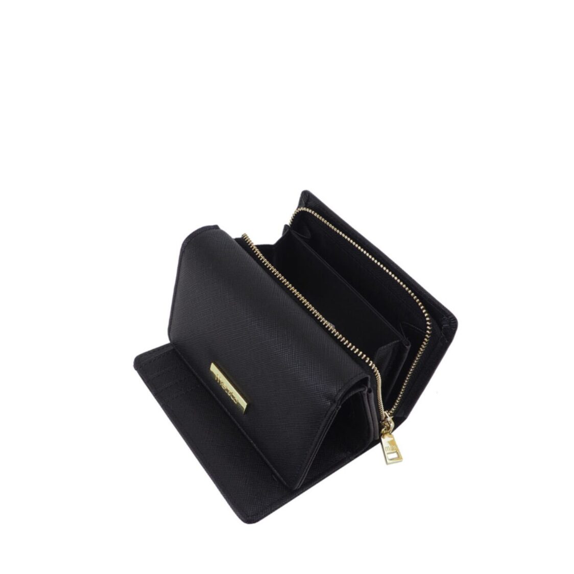 Mel&Co Saffiano Leatherette Tri-fold Zip Coin Card Wallet