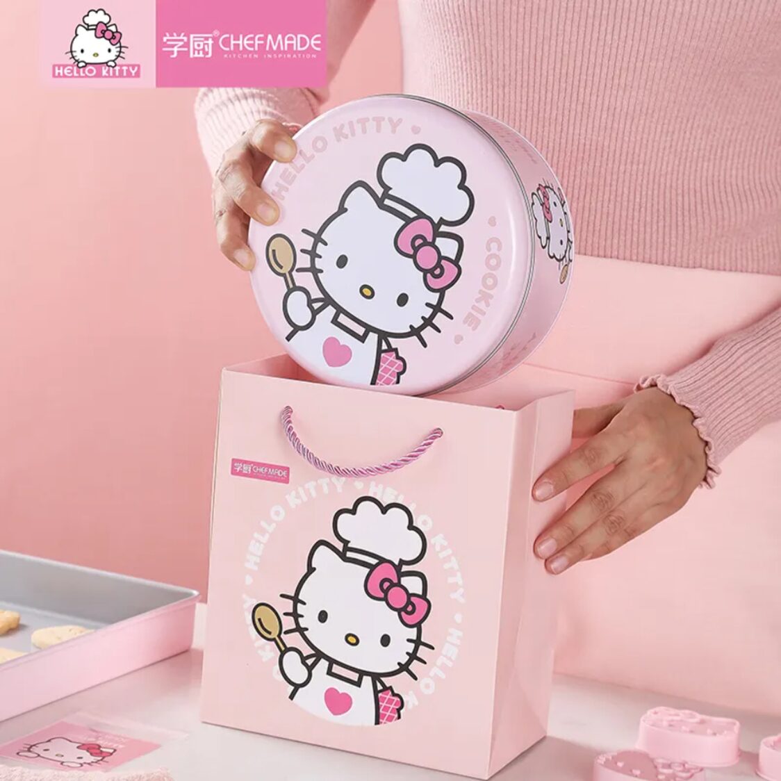 Chefmade Hello Kitty Cookie Tin 1898CM - KT7065 - Pink - Metro Singapore Departmental Store - Celebrating 69 Years in SG