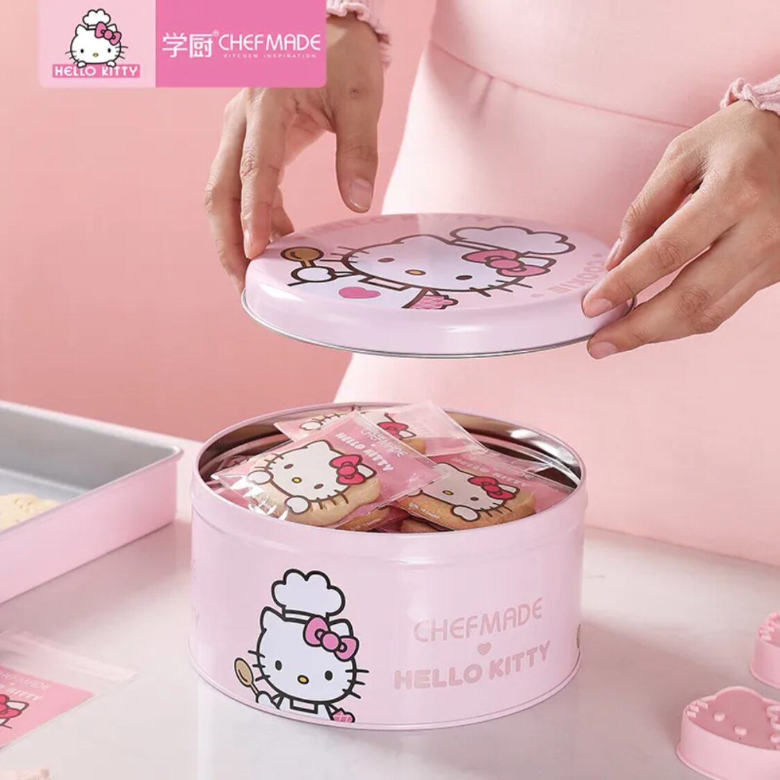 Chefmade Hello Kitty Cookie Tin 1898CM - KT7065 - Pink - Metro Singapore Departmental Store - Celebrating 69 Years in SG