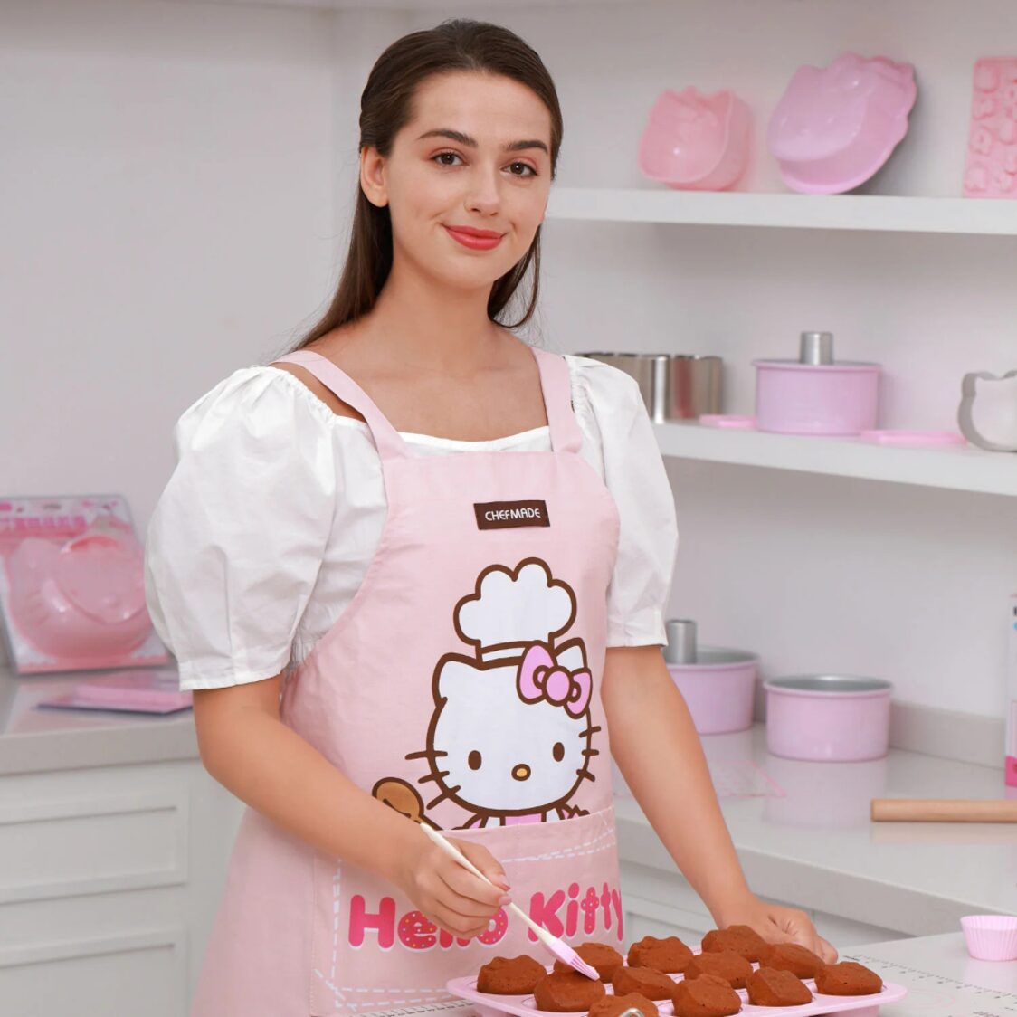 Chefmade Hello Kitty Pure Cotton Apron 1898CM - KT7056 - Pink - Metro Singapore Departmental Store - Celebrating 69 Years in SG