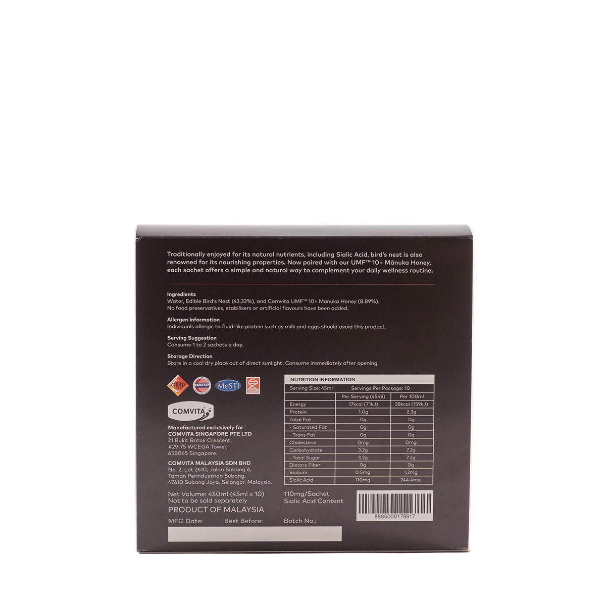 Comvita Manuka Honey Bird's Nest Drink (10 x 45ml)