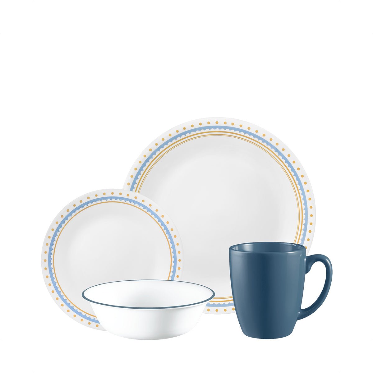 Corelle 16pc Dinner Set - Adorable Dots Blue (16S - AODB - US) - Metro Singapore Departmental Store - Celebrating 69 Years in SG