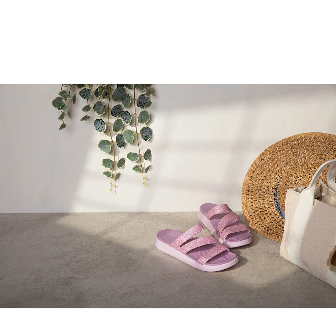 Crocs Getaway Glitter Strappy - Pink Milk - Metro Singapore Departmental Store - Celebrating 69 Years in SG