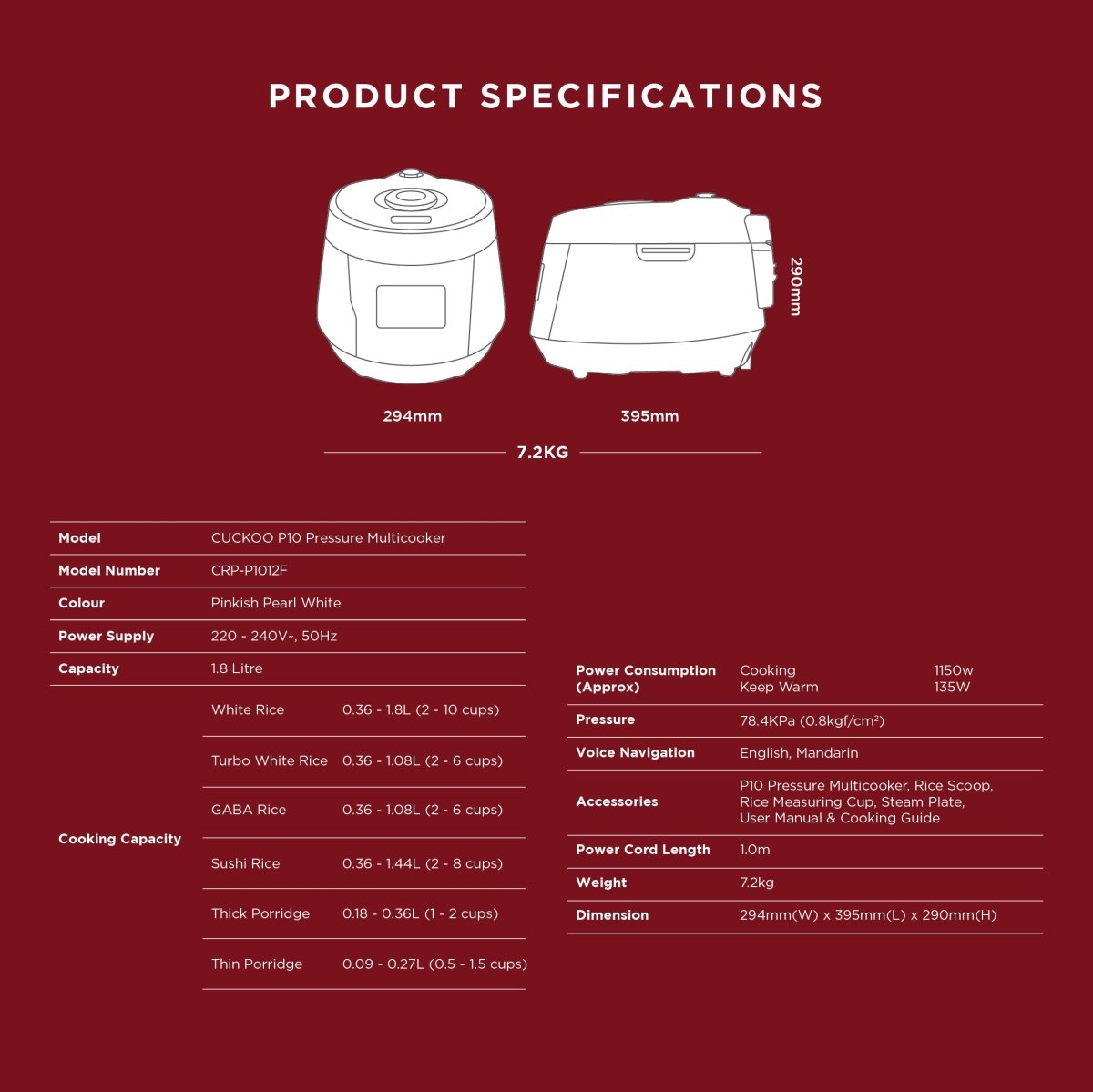 Cuckoo P10 Pressure Multi - cooker (CRP - P1012F) - Metro Singapore Departmental Store - Celebrating 69 Years in SG