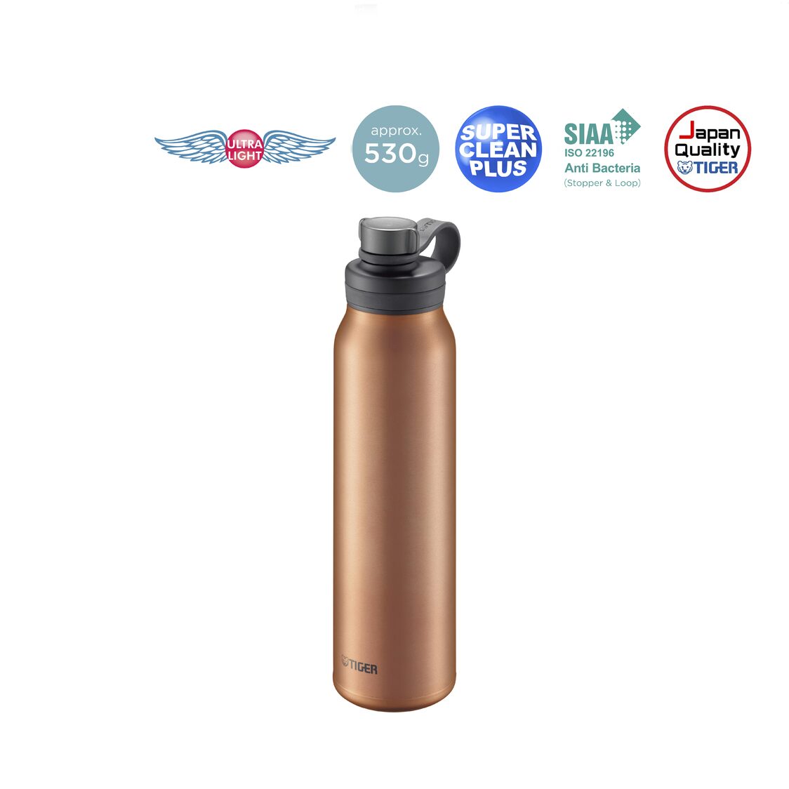TIGER Anti-Bacterial Double Stainless Steel Carbonated Bottle - Copper (MTA-T080 DC)