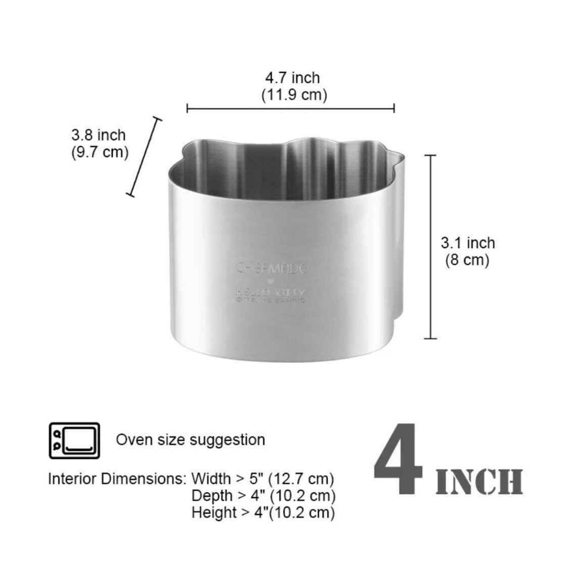 Chefmade S/S Mousse Ring 4-Inch Hello Kitty - 1898CM-KT7031