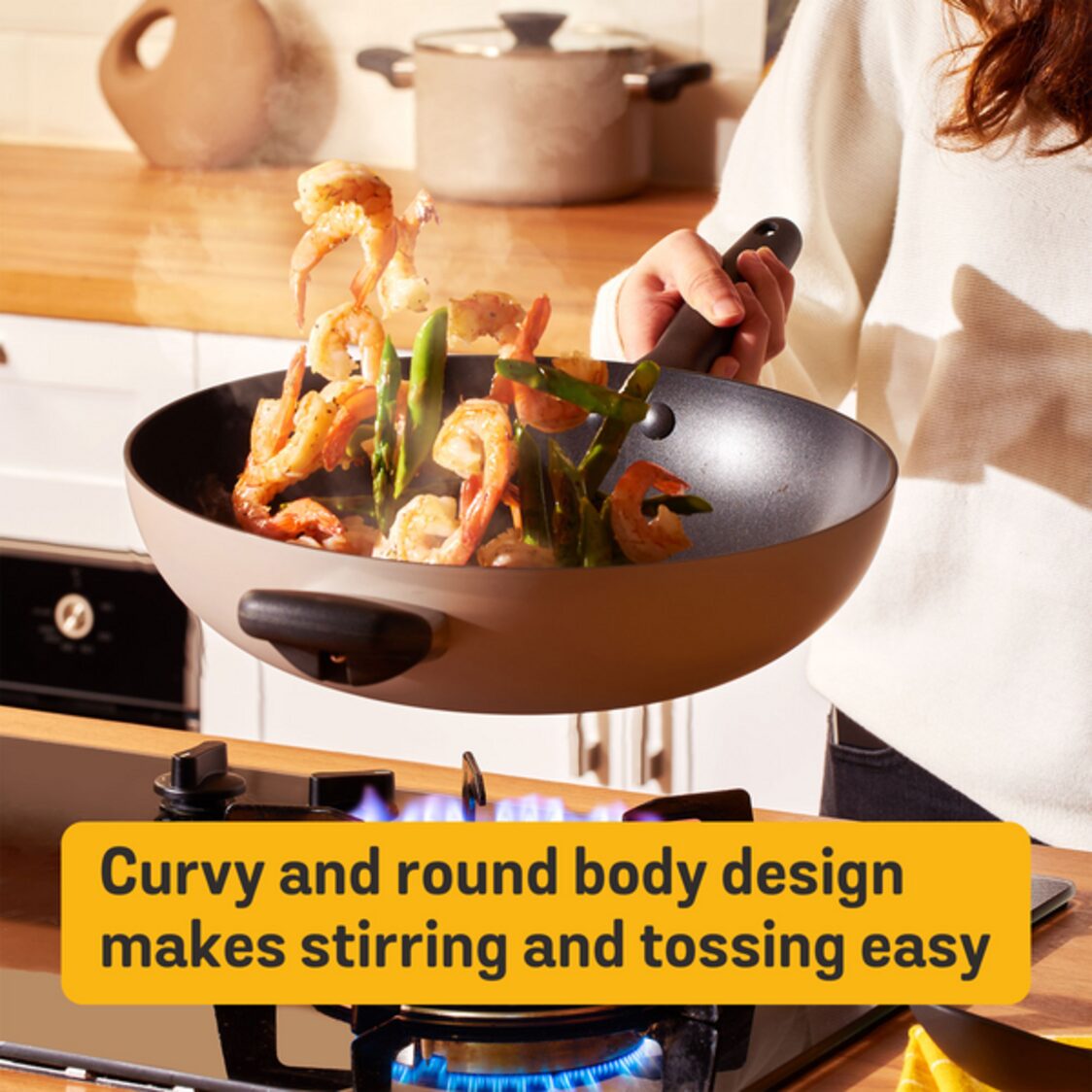 Meyer Bauhaus Nonstick Warm Grey Open Stirfry Pan with Helping Handle