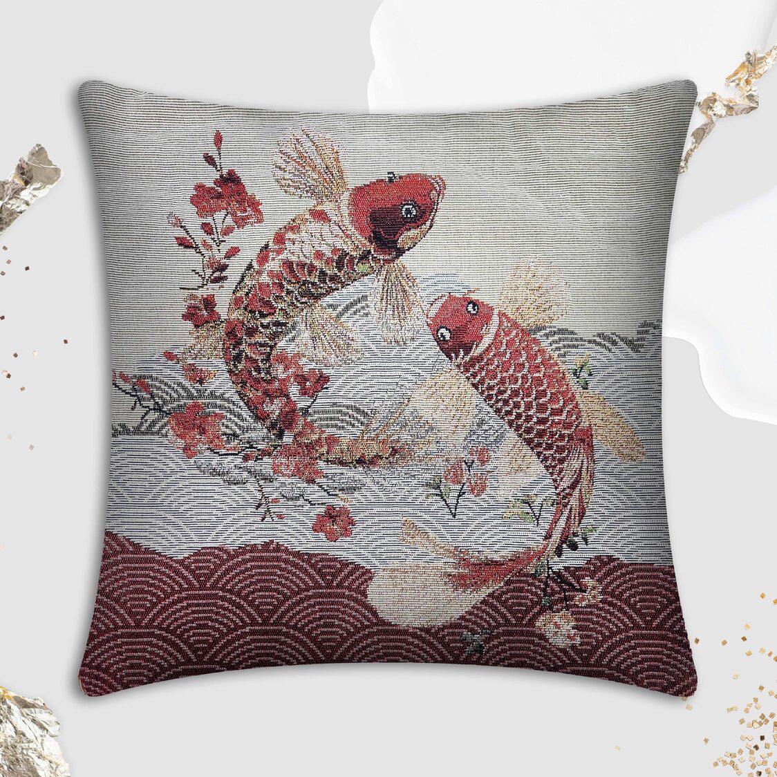 J. Rapee Koi Cushion Cover Gold