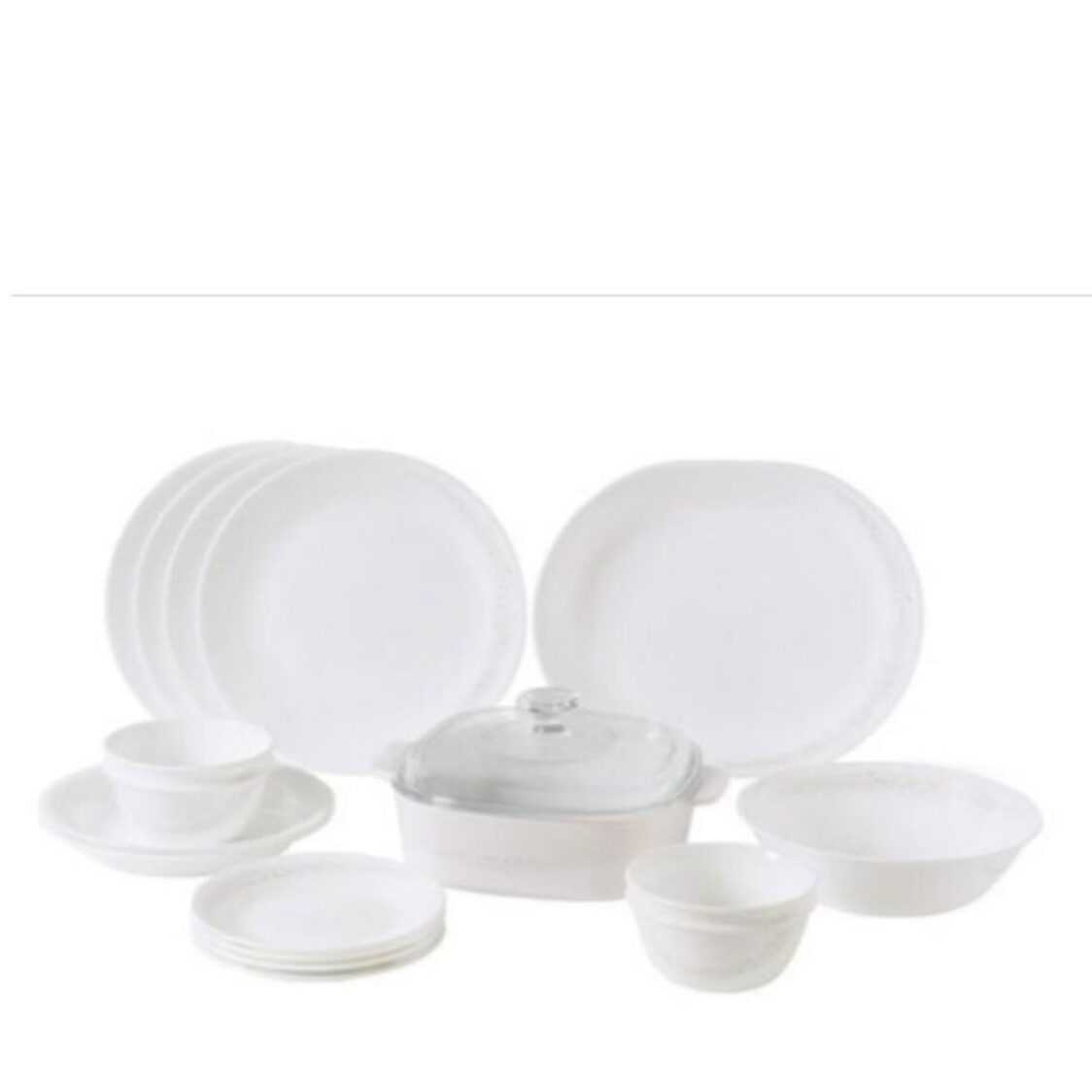 Corelle 18pc Dinner Set & Corningware 2L Covered Casserole - Frost
