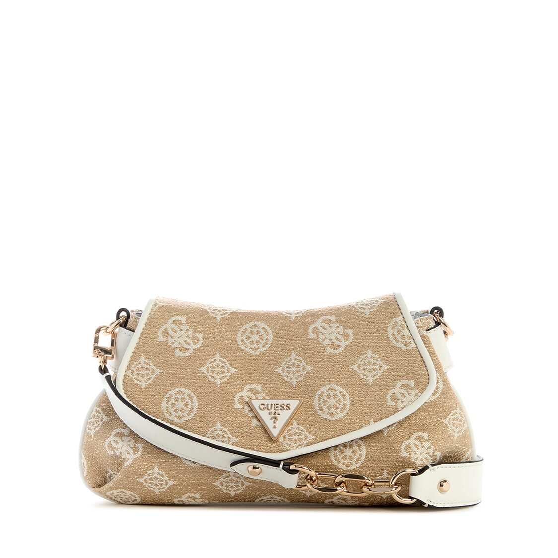 Guess Beyza Flap Shoulder Bag - White Logo