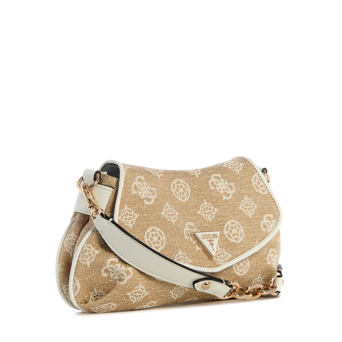 Guess Beyza Flap Shoulder Bag - White Logo