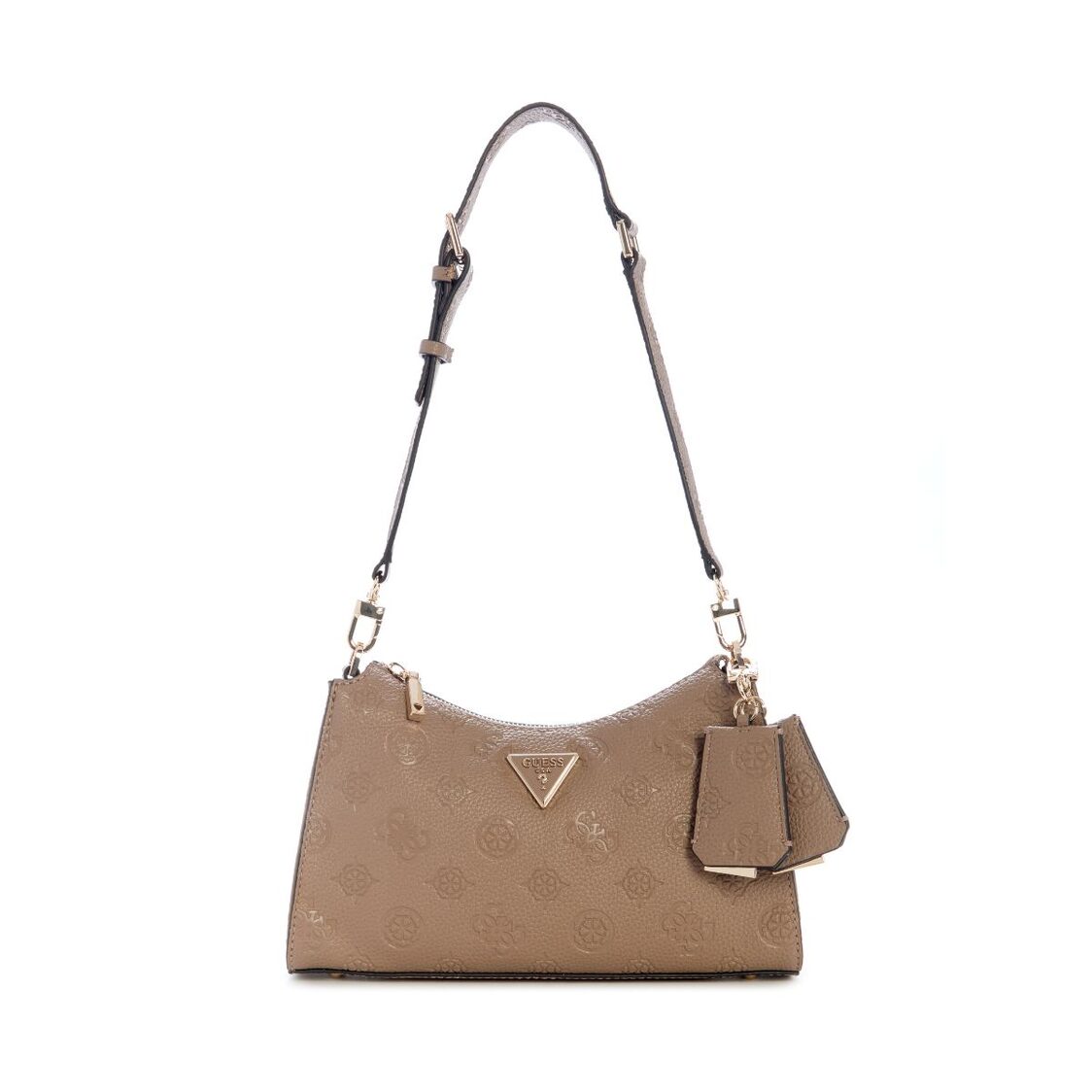 Guess Cresidia II Top Zip Shoulder Bag - Dark Taupe Logo