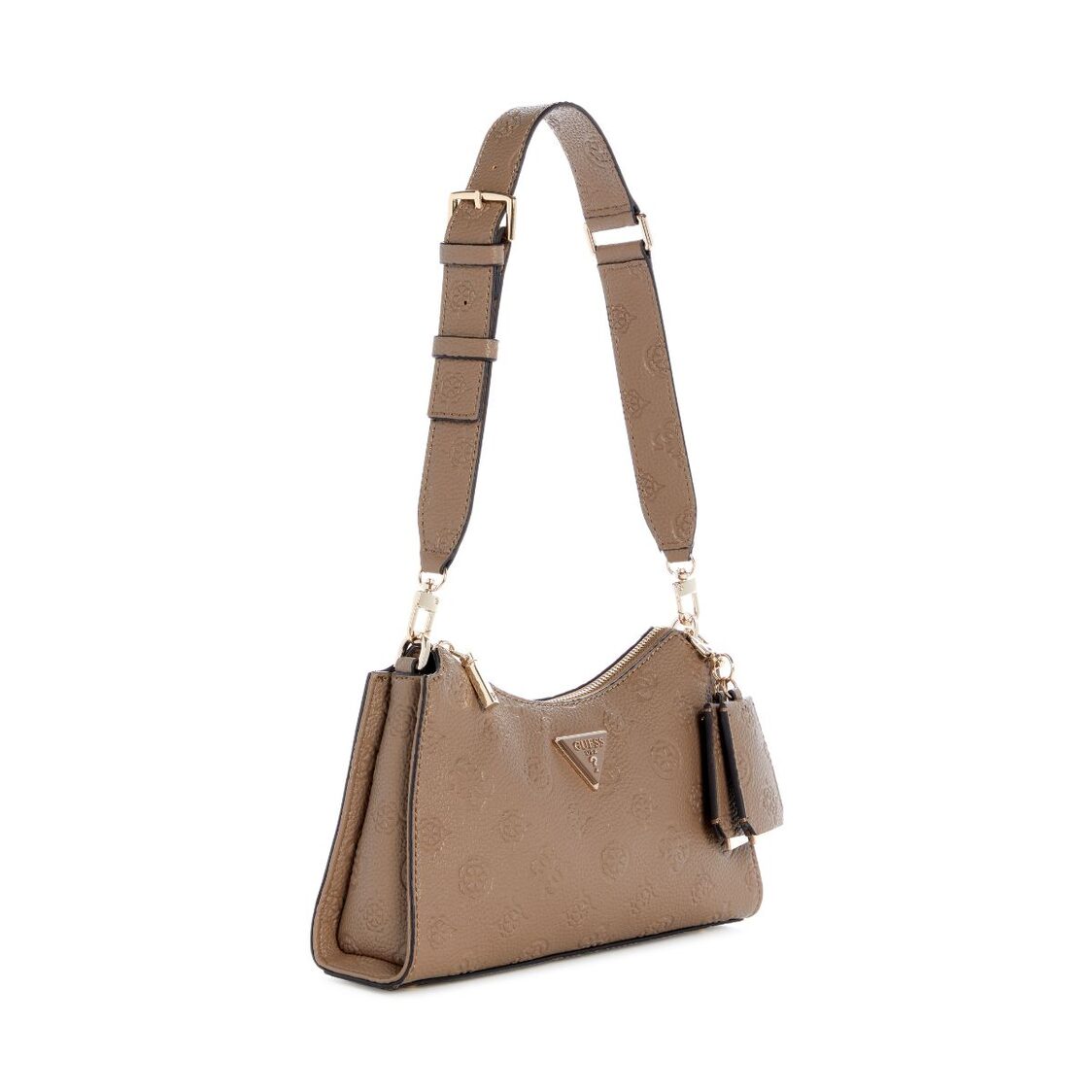 Guess Cresidia II Top Zip Shoulder Bag - Dark Taupe Logo