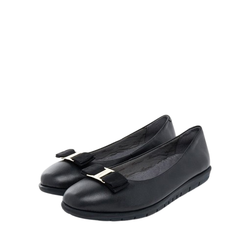 Barani Leather Pumps/Ballet Flats 8841-33 (With Fixed Buckle) - Black