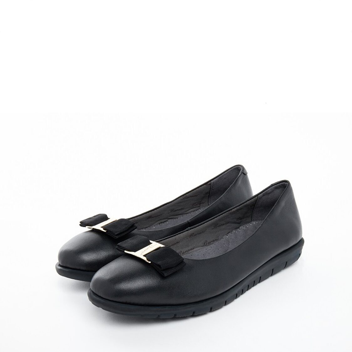 Barani 8841-33 Leather Pumps/Ballet Flats Black (With Fixed Buckle)