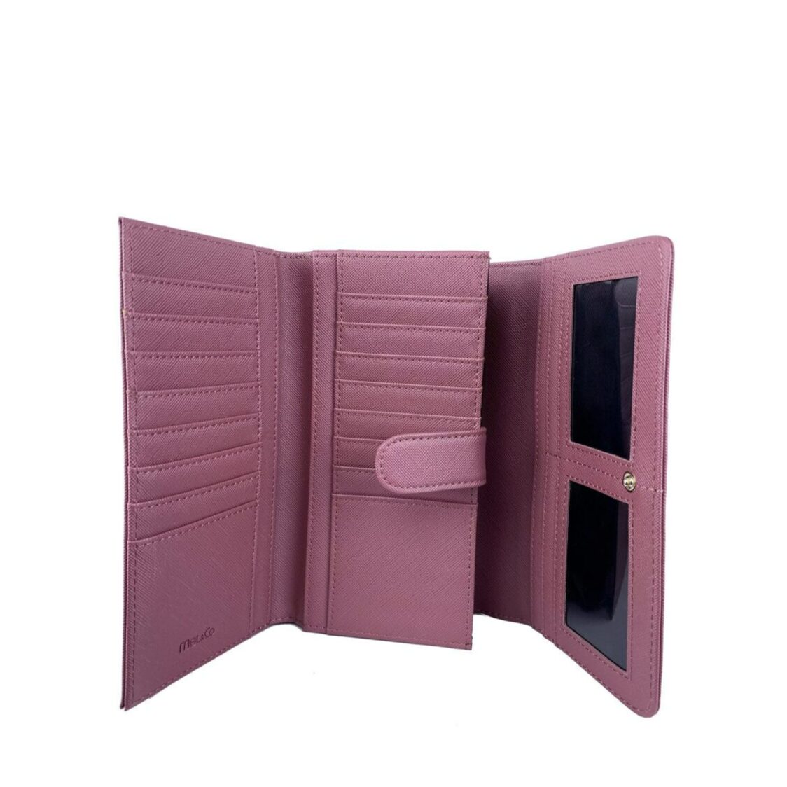 Mel&Co Saffiano Leatherette Tri-Fold Flap Large Wallet