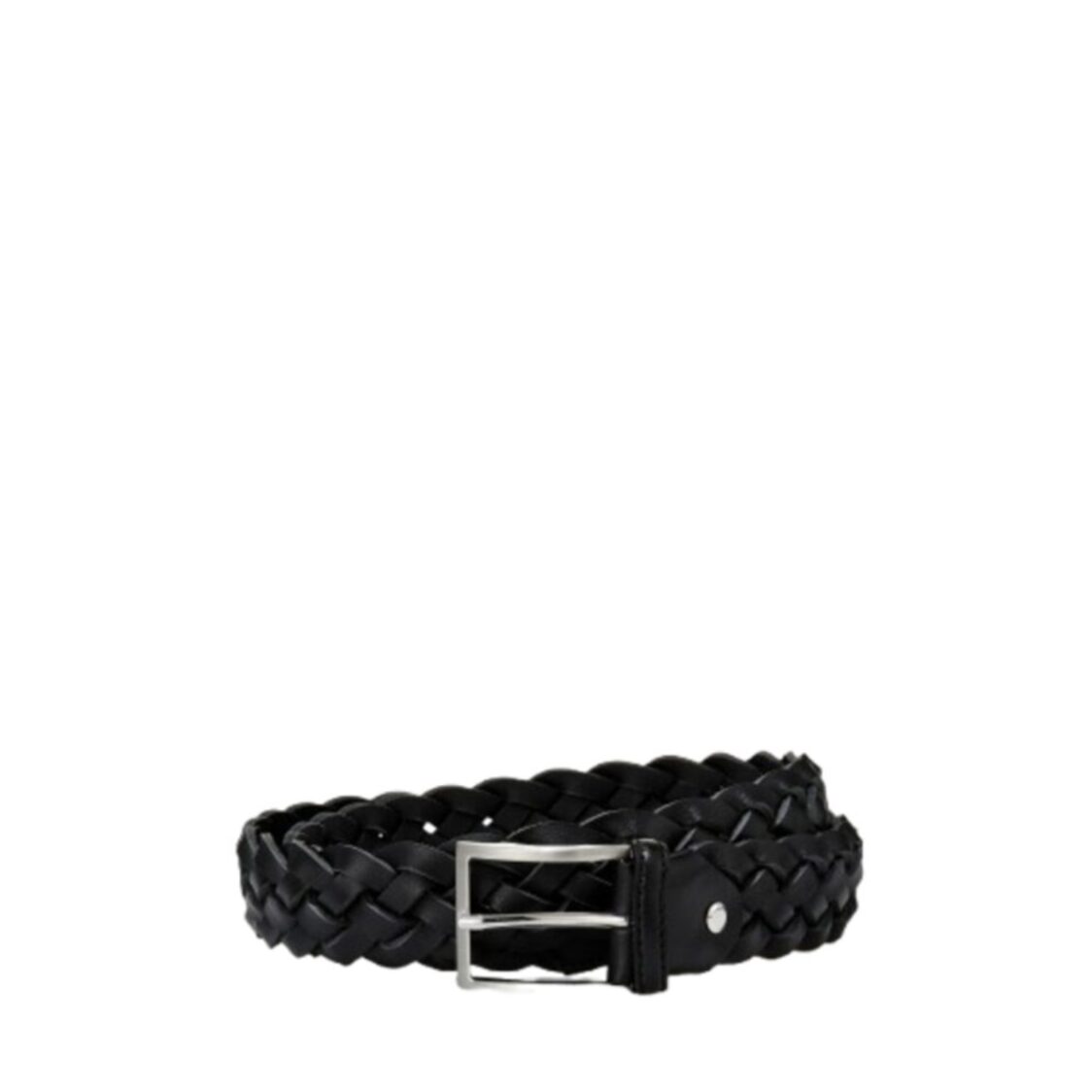 Man On The Boon Made In Italy Weaving Leather Belt Black