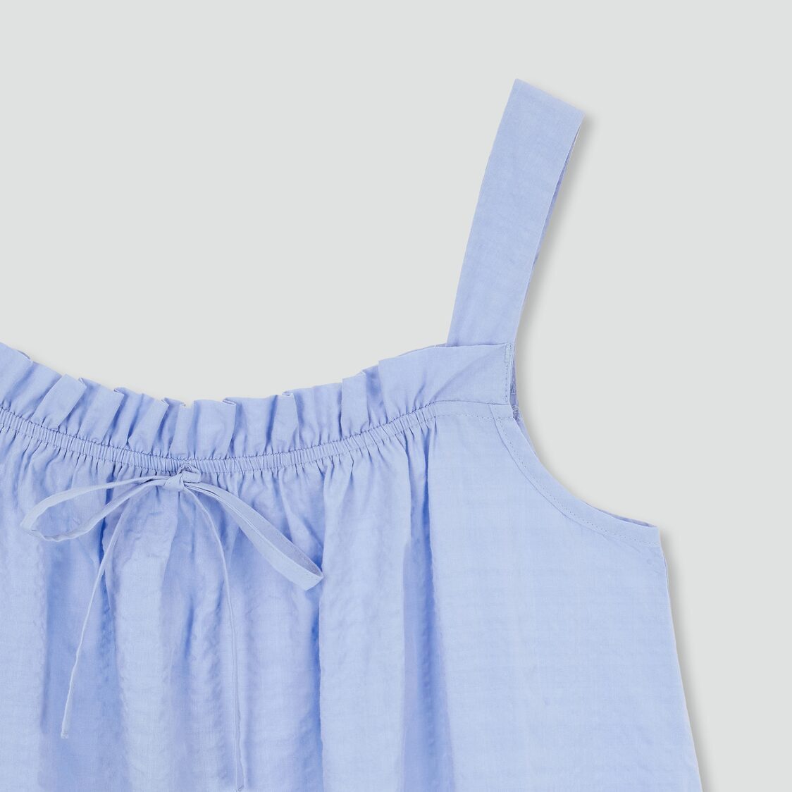 Jaju Women Cotton Rayon Seersucker Sleeveless Pajama Dress Sky Blue